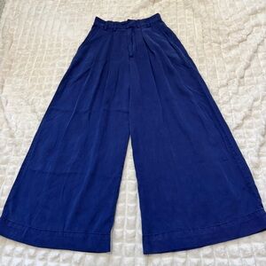 YFB XS Blue Wide Leg Pleated High Waist Pants ~ Preppy Academia Y2K Boho